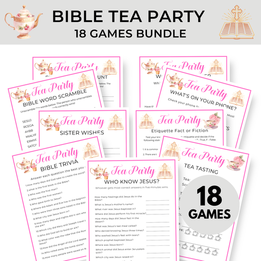 Christian Bible Tea Party Games - Digital Download