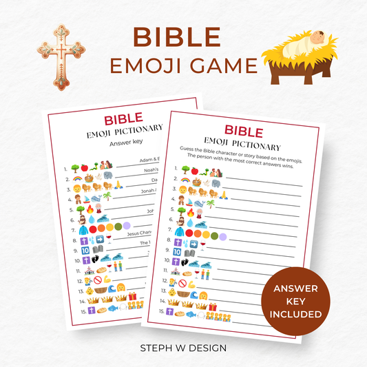 Bible Emoji Game, Printable Church Activity for Kids and Adults
