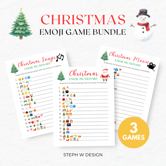Christmas Emoji Pictionary Game Bundle - Digital Download