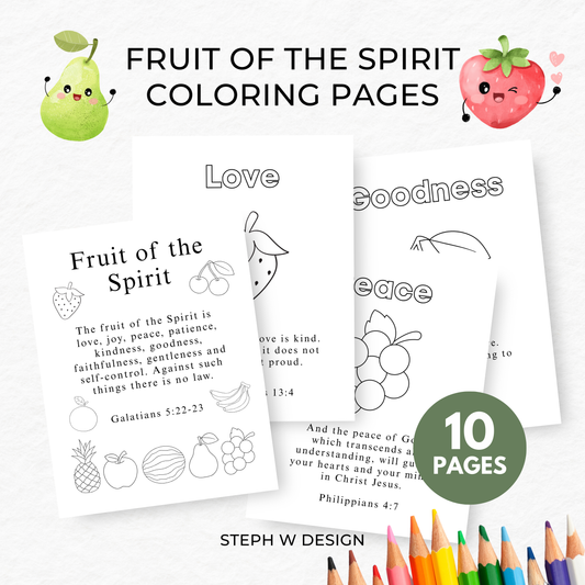Fruits of the Spirit Coloring Pages - Digital Download