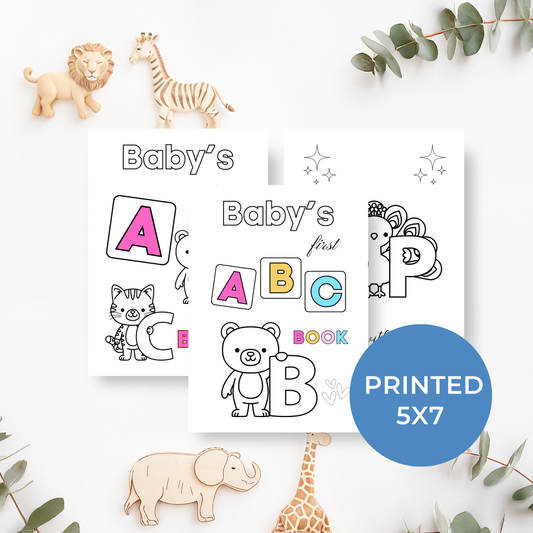Printed 5x7 Baby Shower Animal ABC Book
