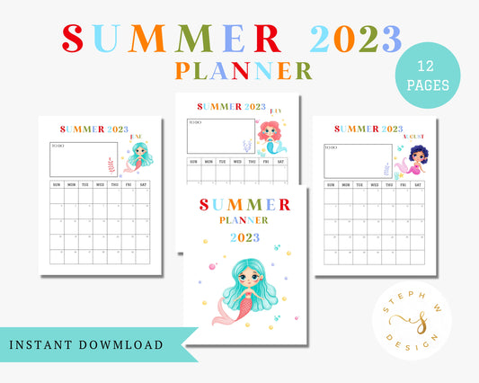 Printable 2023 Summer Mermaid Planner