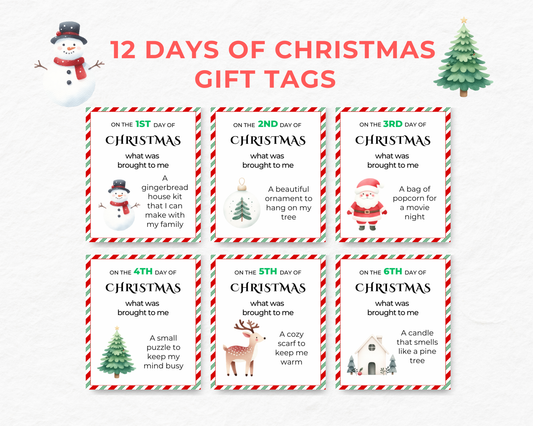 12 Days of Christmas Gift Tags - Digital Download