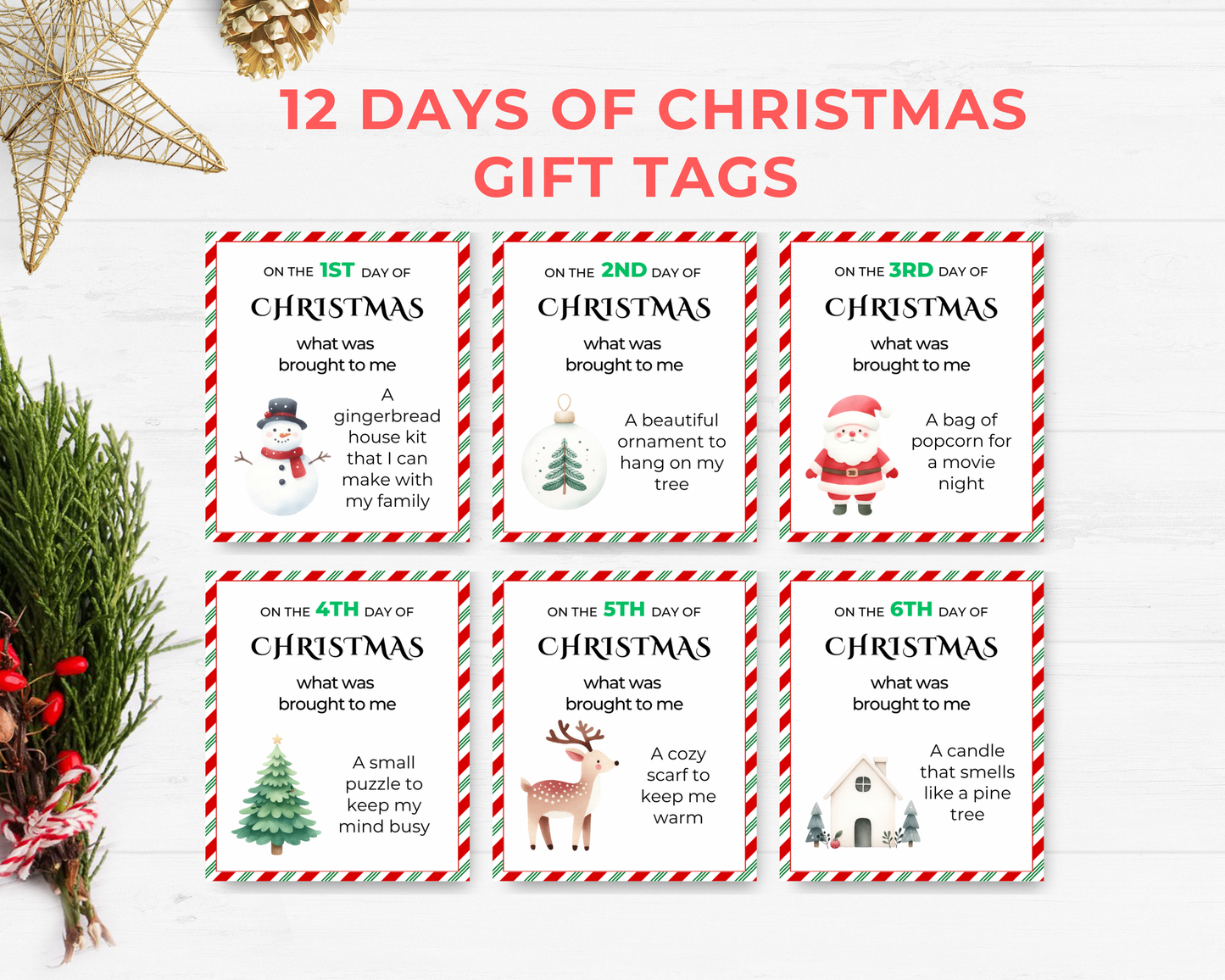 12 Days of Christmas Gift Tags - Digital Download