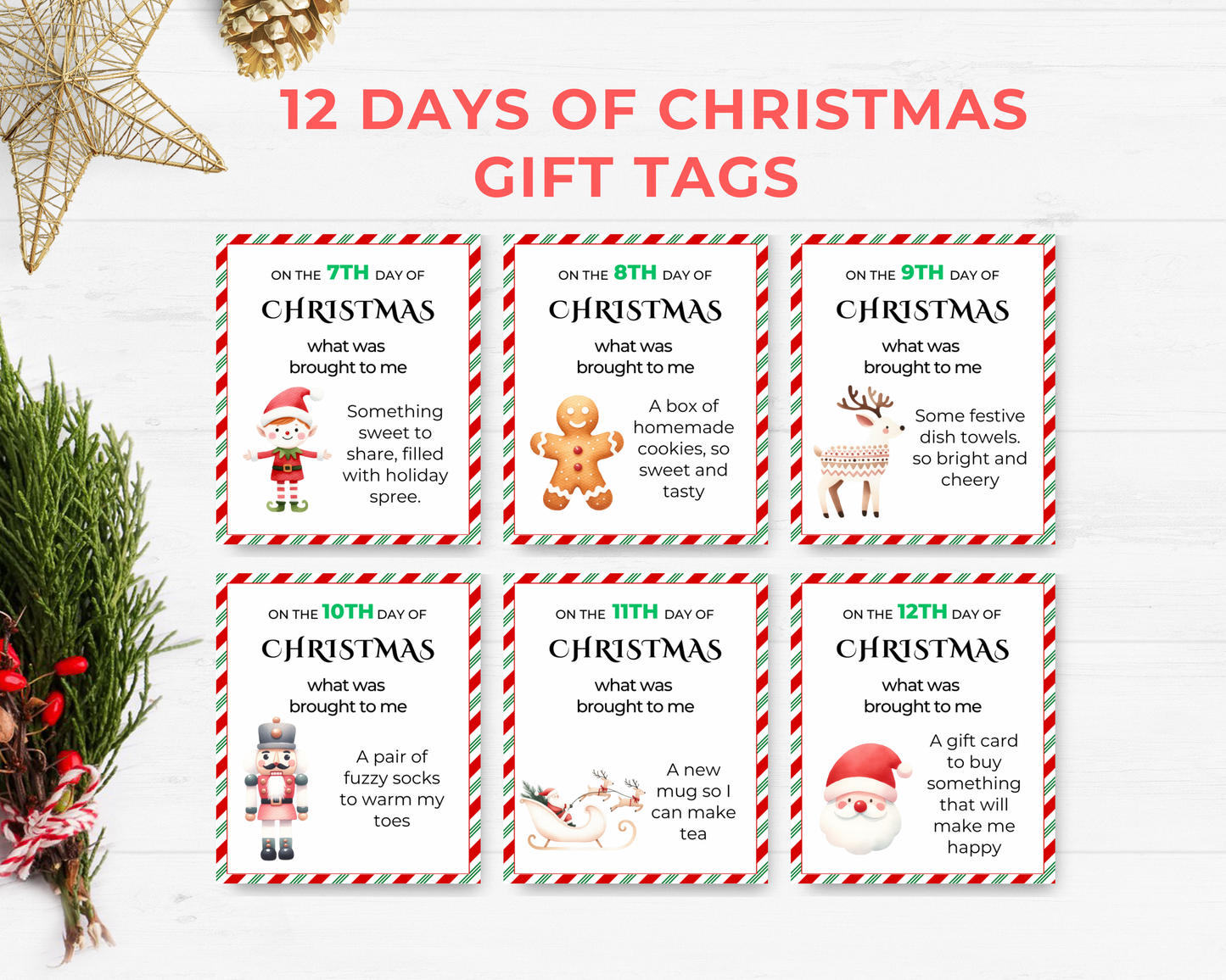 12 Days of Christmas Gift Tags - Digital Download