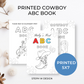 Printed 5x7 Cowboy Baby Shower ABC Coloring Book, Baby's First ABC Book