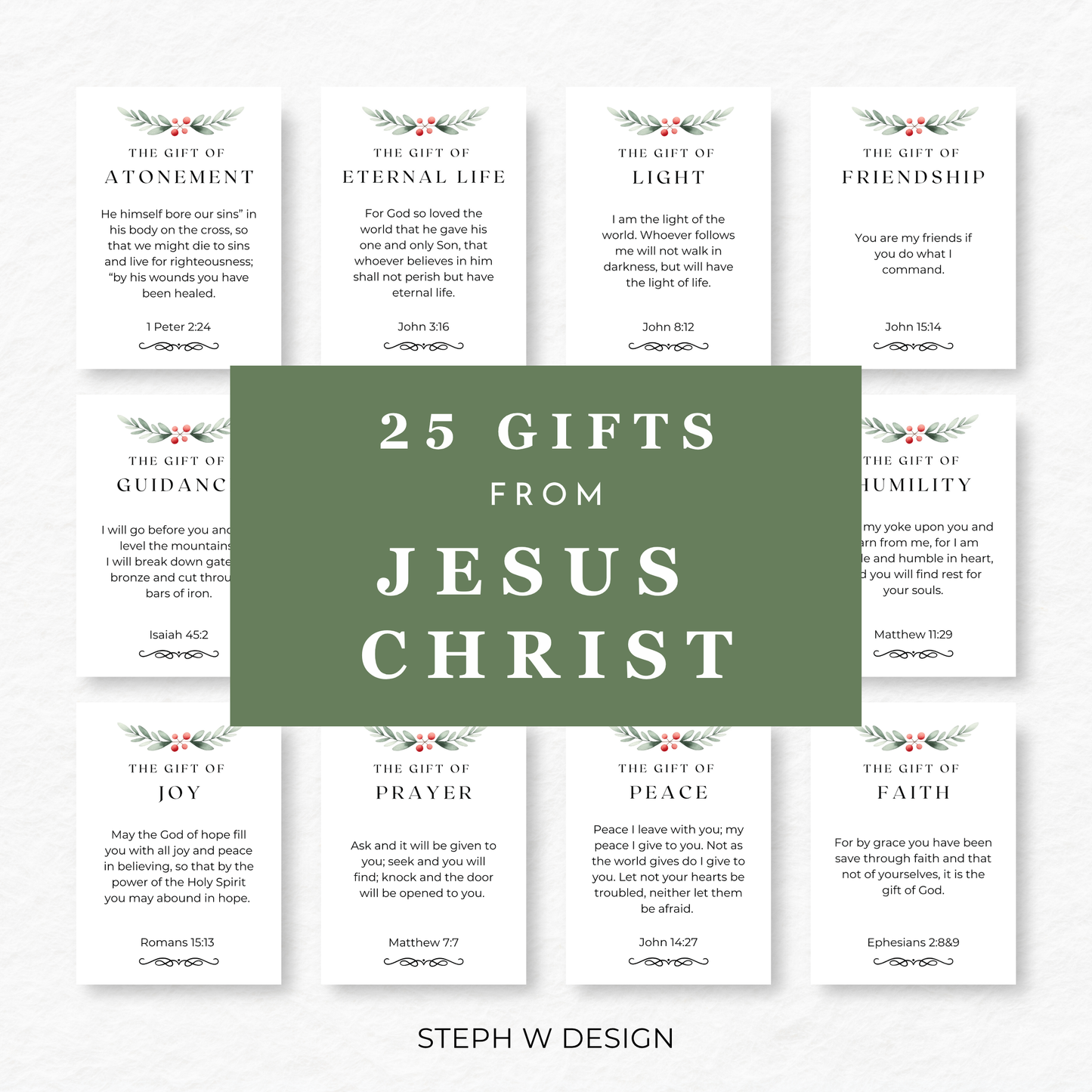 25 Gifts from Jesus Christ Scripture Cards