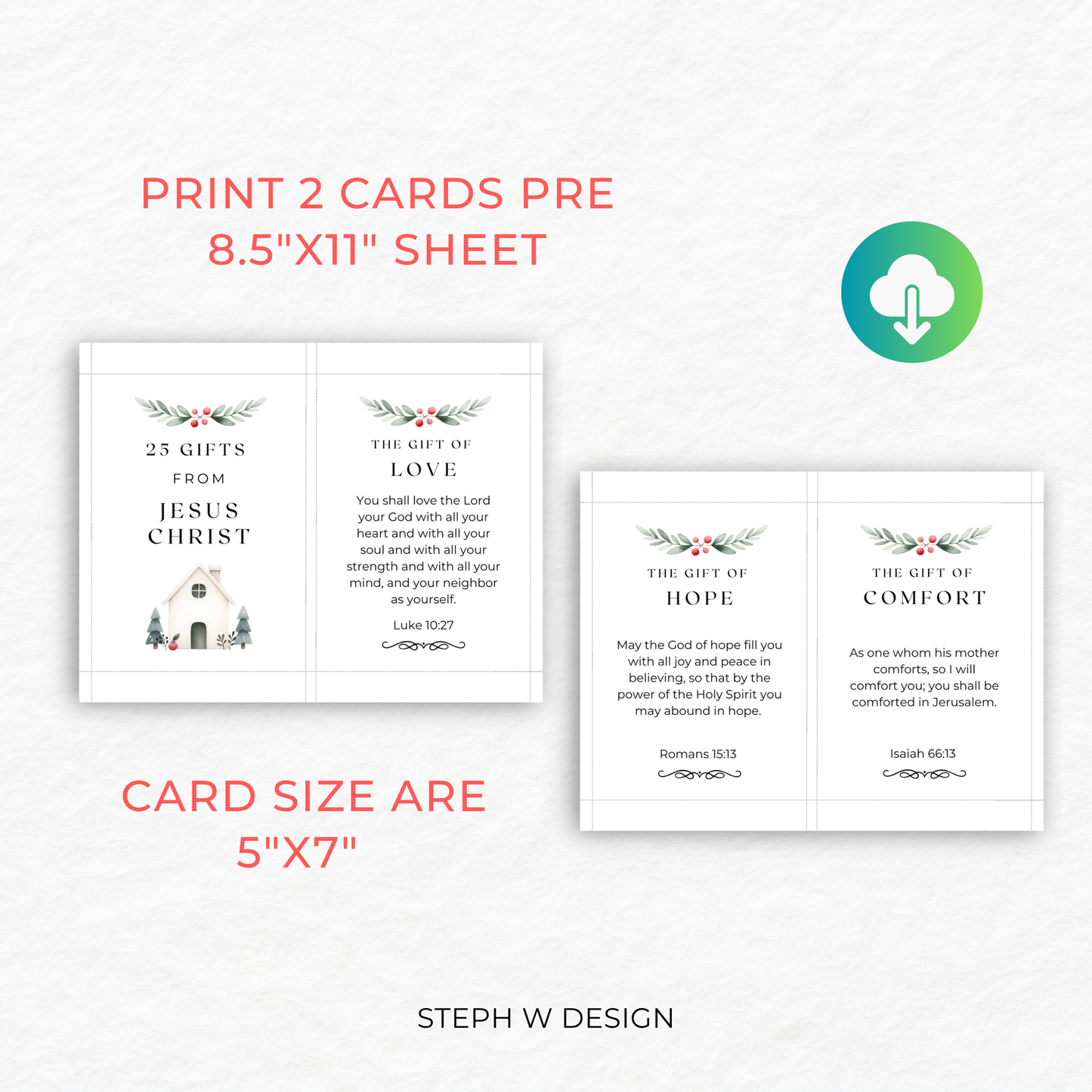 25 Gifts from Jesus Christ Scripture Cards