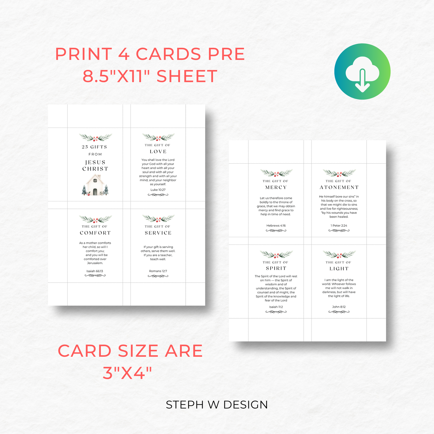 25 Gifts from Jesus Christ Scripture Cards