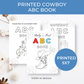 Printed 5x7 Cowboy Baby Shower ABC Coloring Book, Baby's First ABC Book