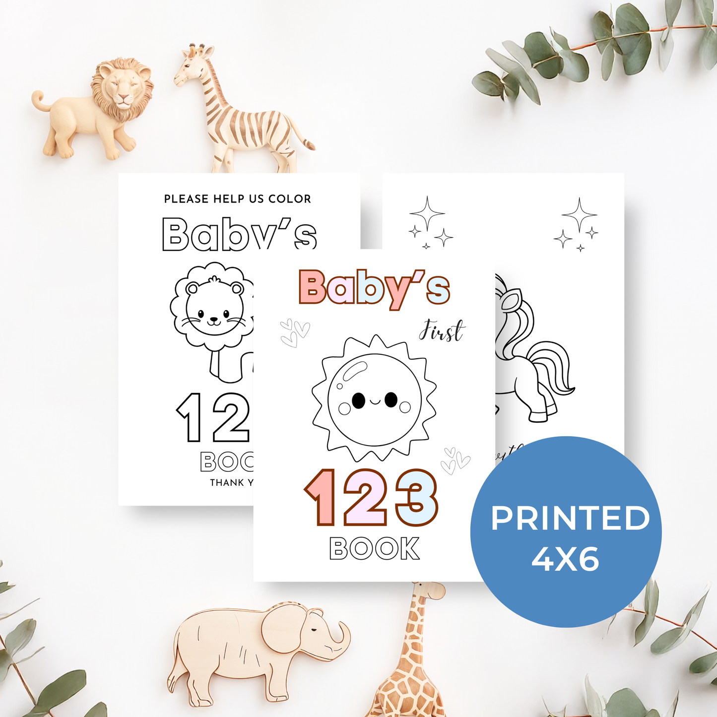 Printed 4x6 Baby's First 123 Book, Baby Shower Activity