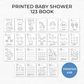 Printed 4x6 Baby's First 123 Book, Baby Shower Activity