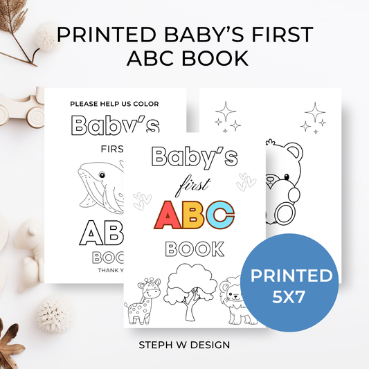 Printed 5x7 Baby Shower ABC Coloring Book