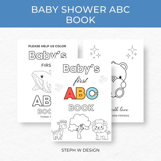 Printed 5x7 Baby Shower ABC Coloring Book