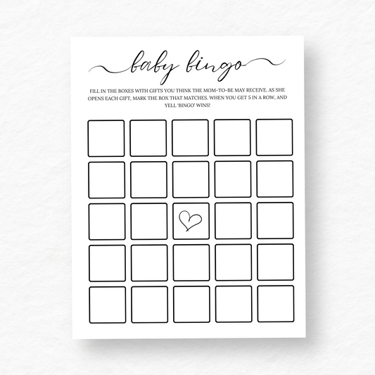 Minimalist Baby Shower Bingo - Baby Bingo Game