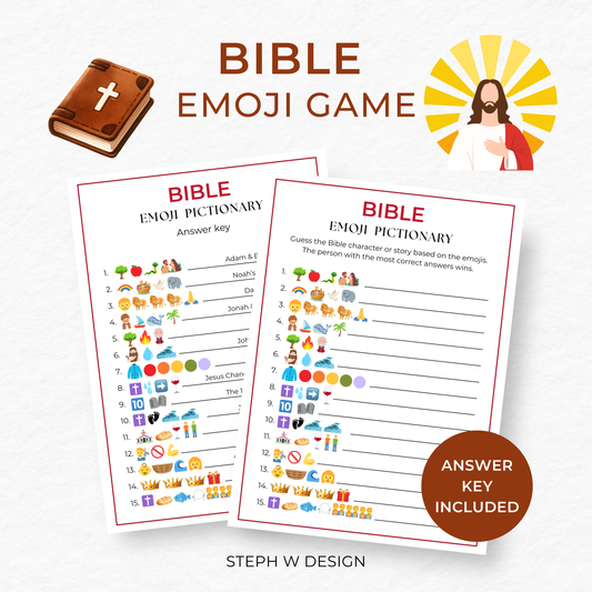 Bible Emoji Game, Printable Church Activity for Kids and Adults