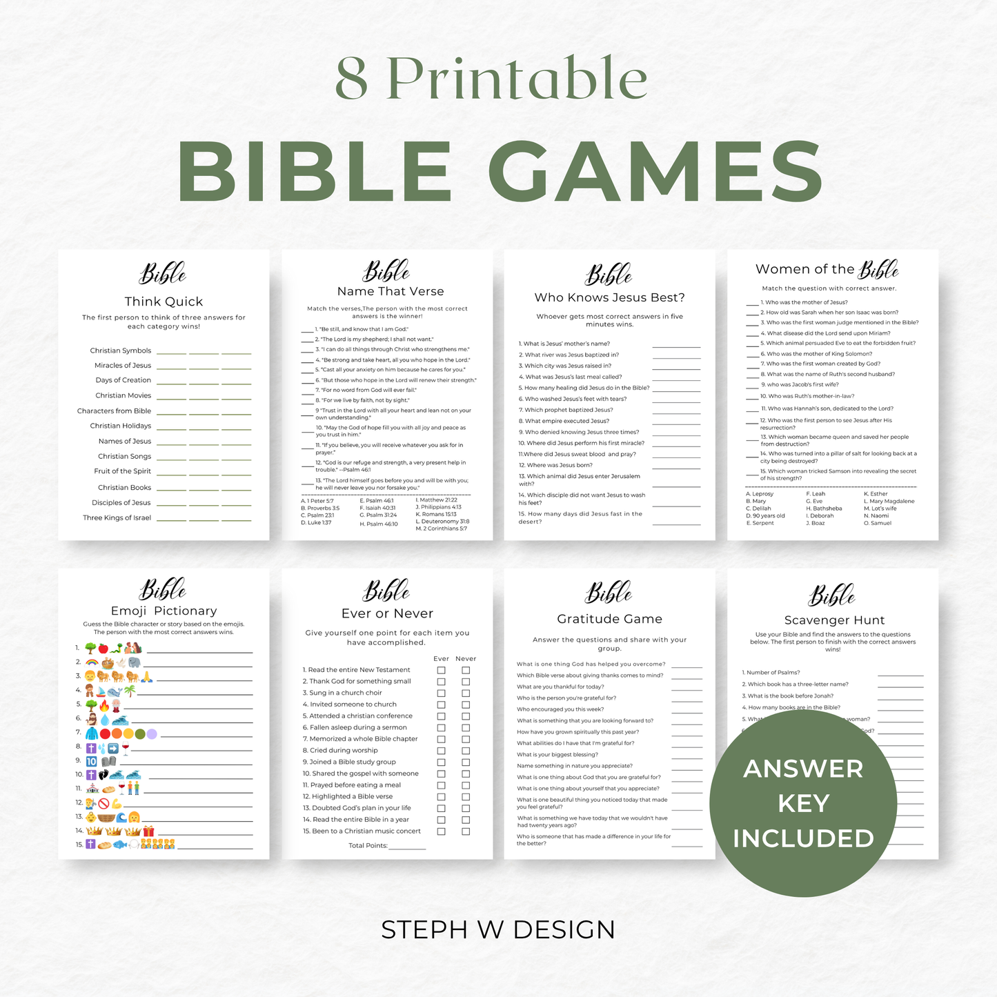 Printable Mega Bible Game Bundle-Church Games