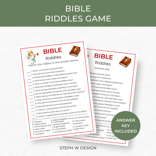 Bible Riddles Game - Digital Download