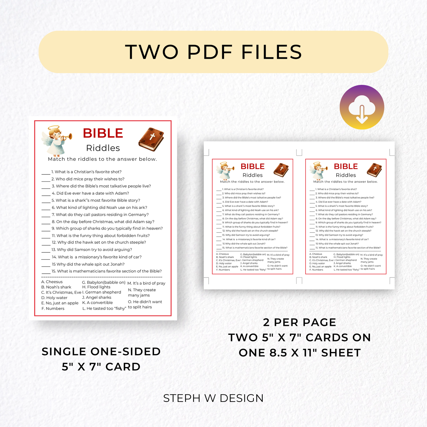 Bible Riddles Game - Digital Download