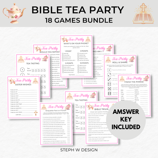 Christian Bible Tea Party Games - Digital Download