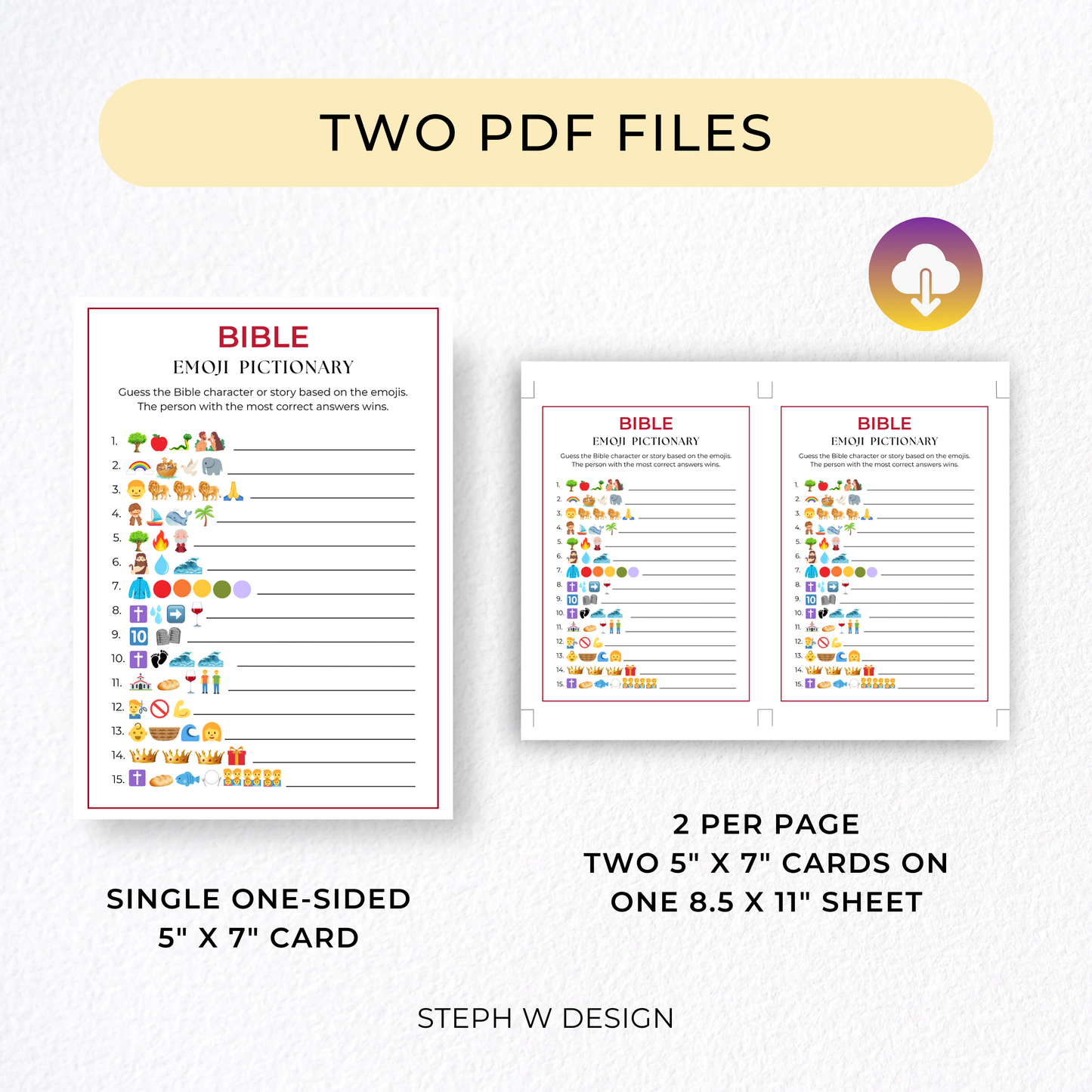 Bible Emoji Game, Printable Church Activity for Kids and Adults