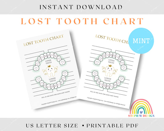 Lost Tooth Chart Printable - Mint