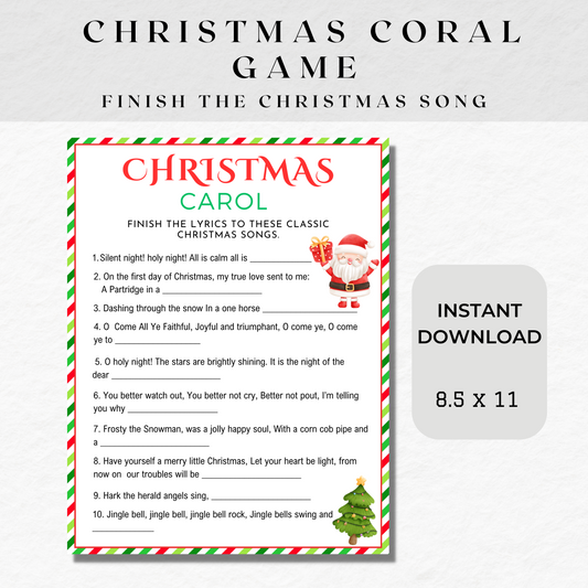 Christmas Carol Game - Christmas Finish the Lyrics Game