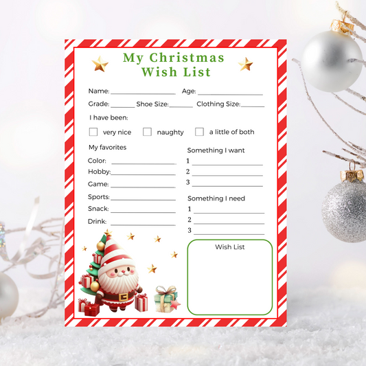 Christmas Wish List for Kids - Printable Wish List