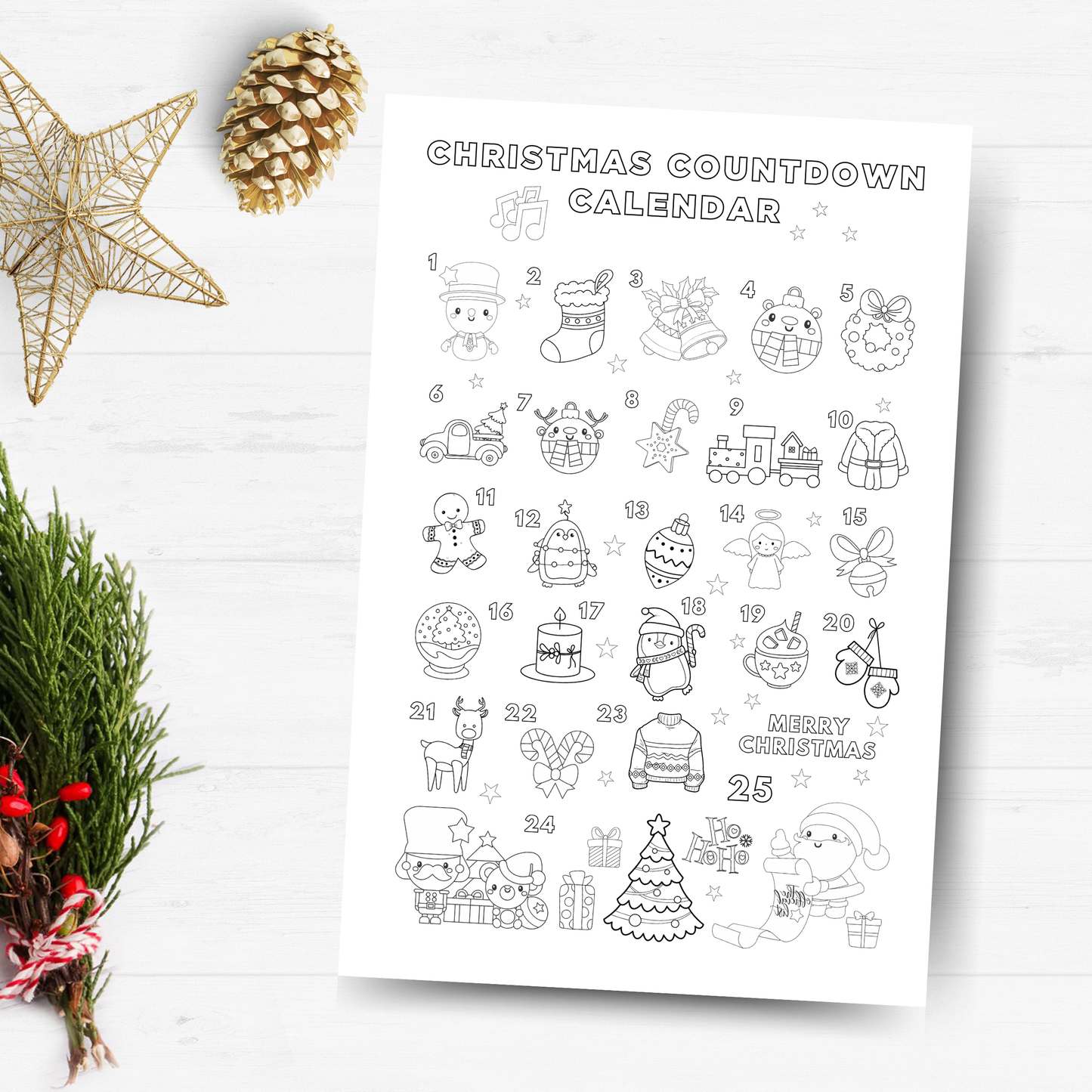 Christmas Advent Coloring Poster - Digital Download
