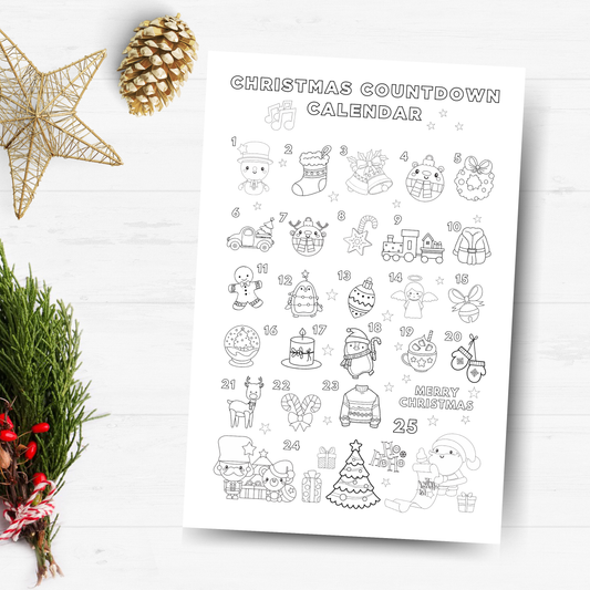 Christmas Advent Coloring Poster - Digital Download