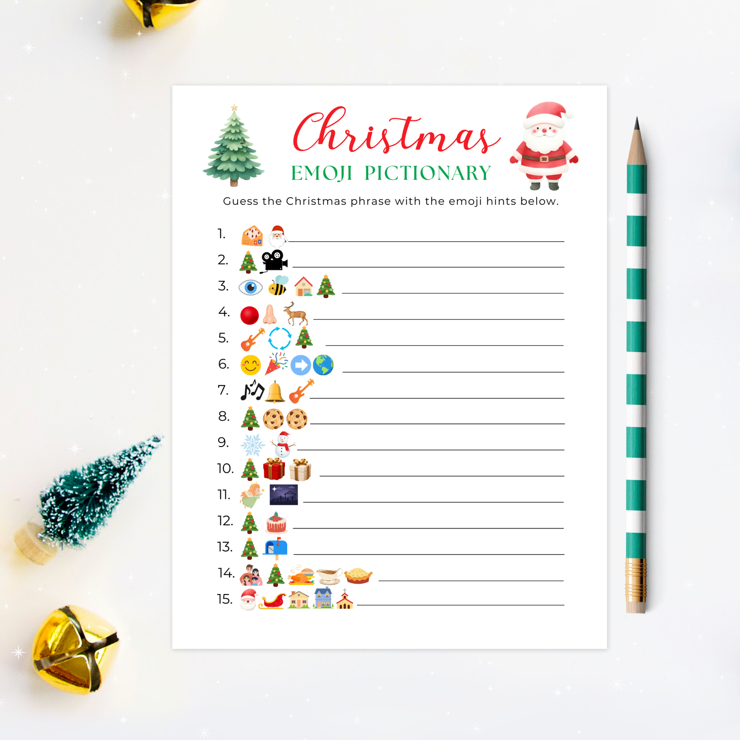 Christmas Emoji Pictionary Game Bundle - Digital Download