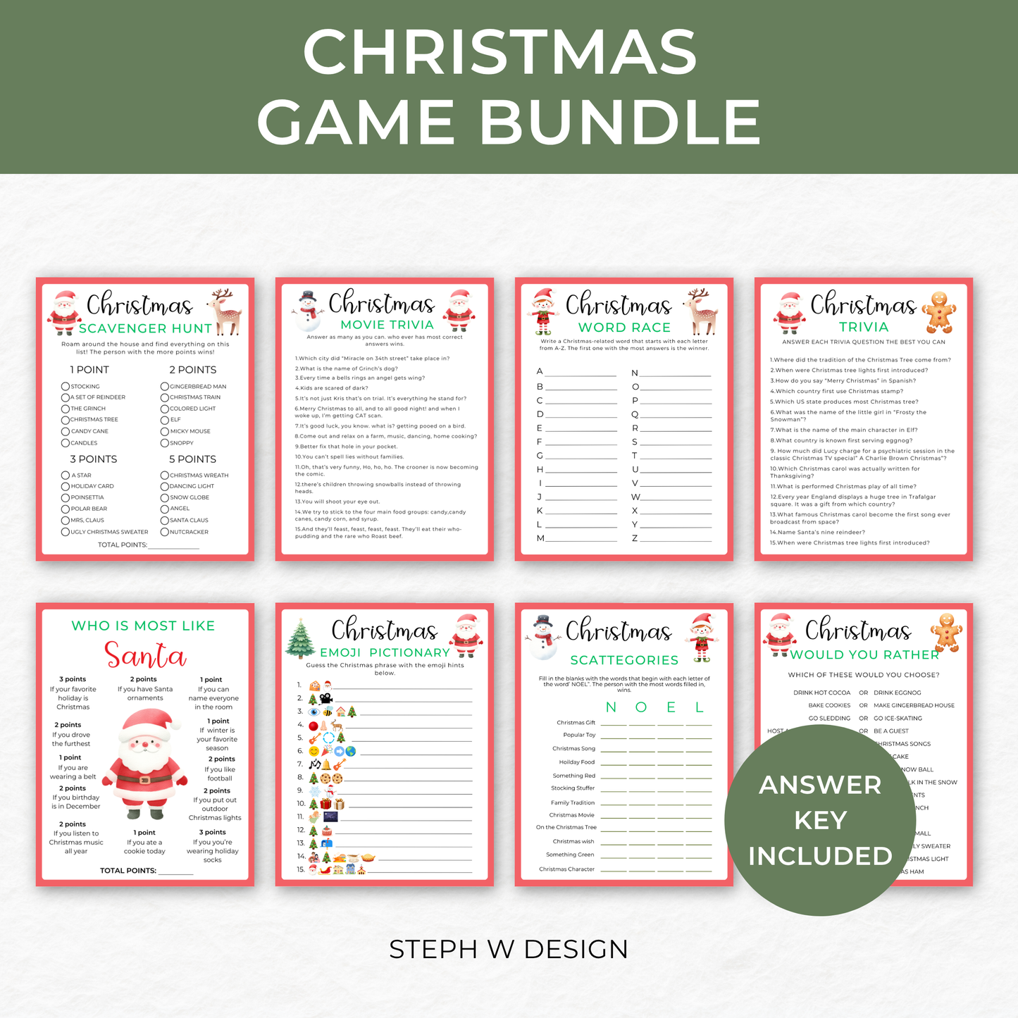 Christmas Party Game Bundle - Digital Download