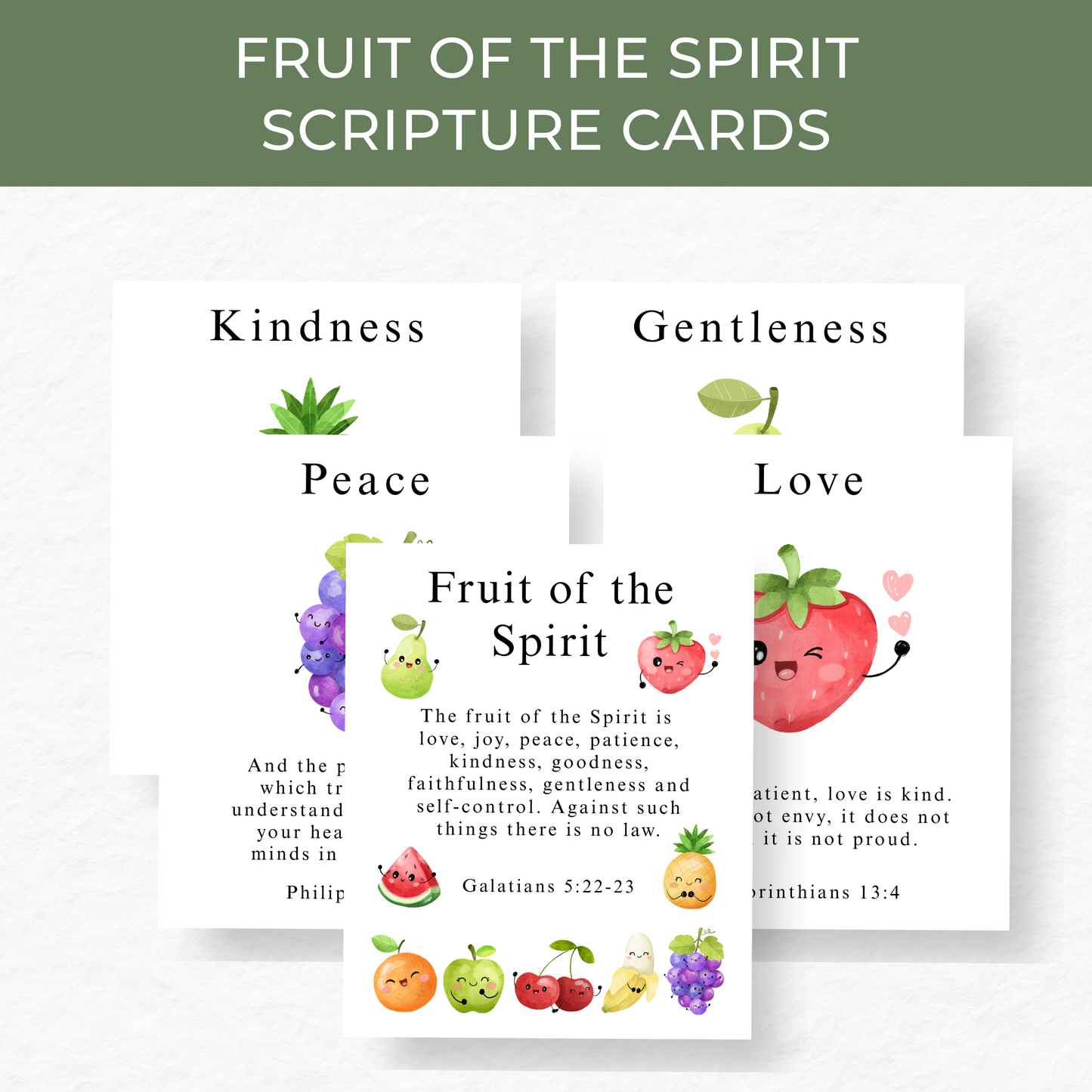 Fruit of the Spirit Scripture Cards for Kids - Digital Download