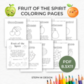 Fruits of the Spirit Coloring Pages - Digital Download