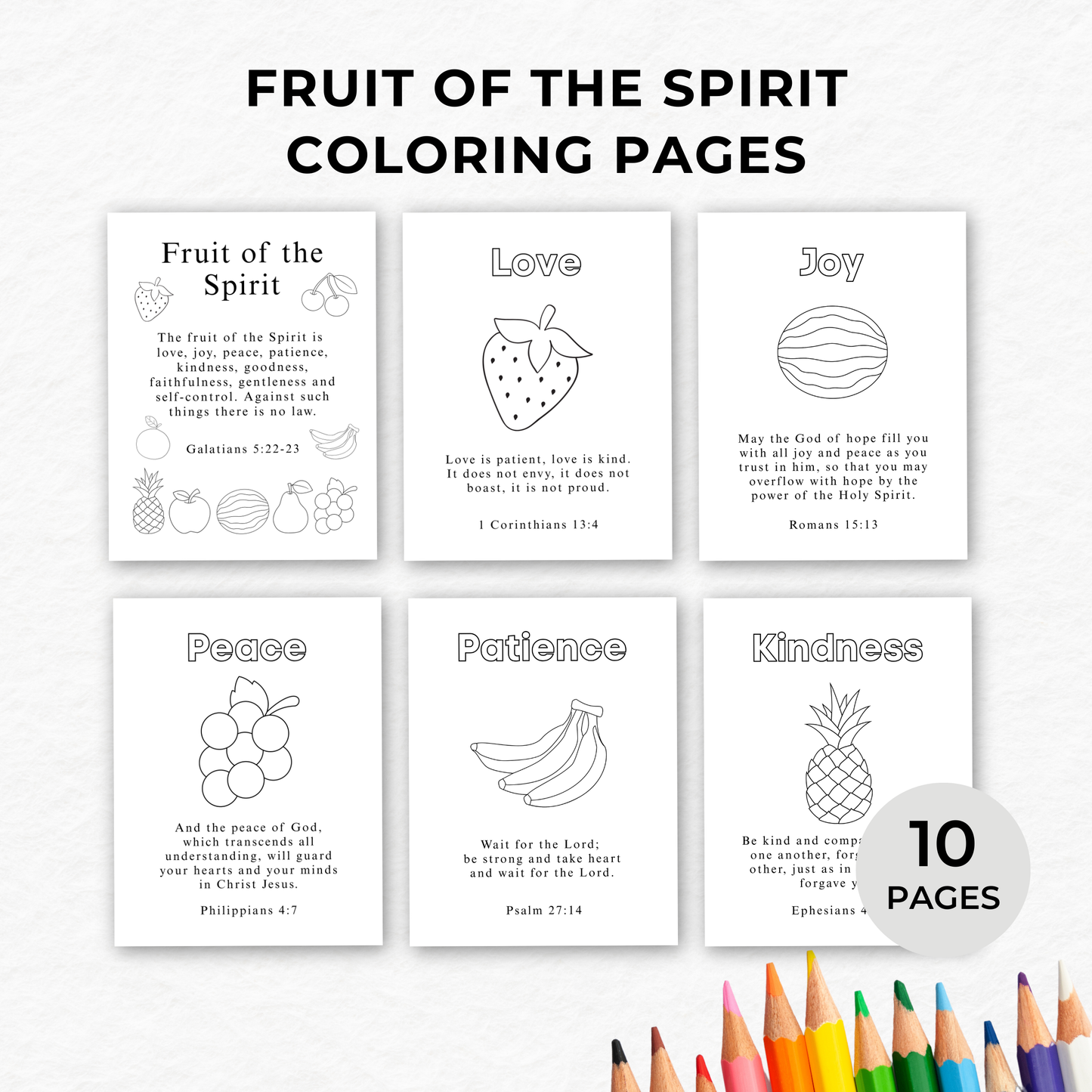 Fruits of the Spirit Coloring Pages - Digital Download
