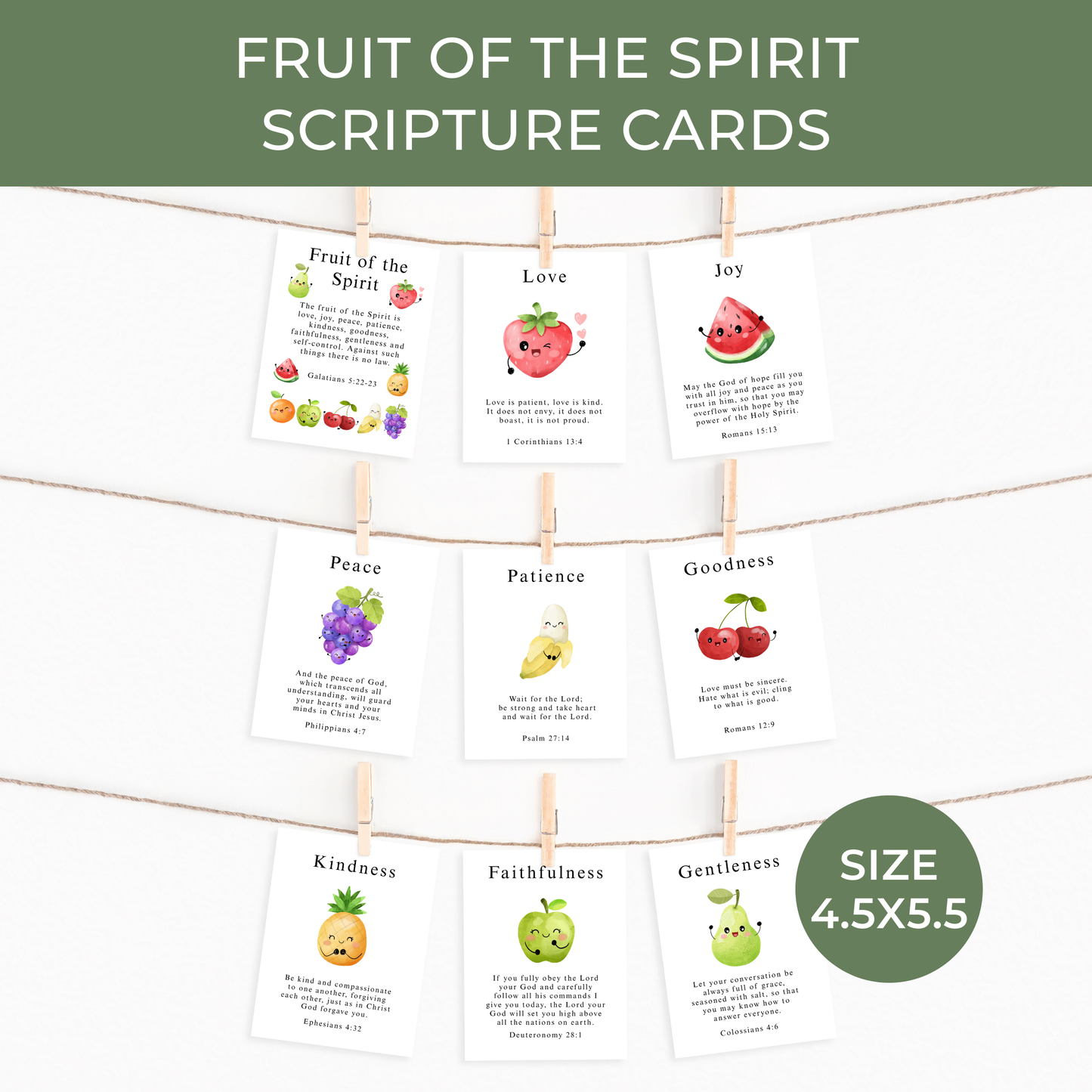 Fruit of the Spirit Scripture Cards for Kids - Digital Download