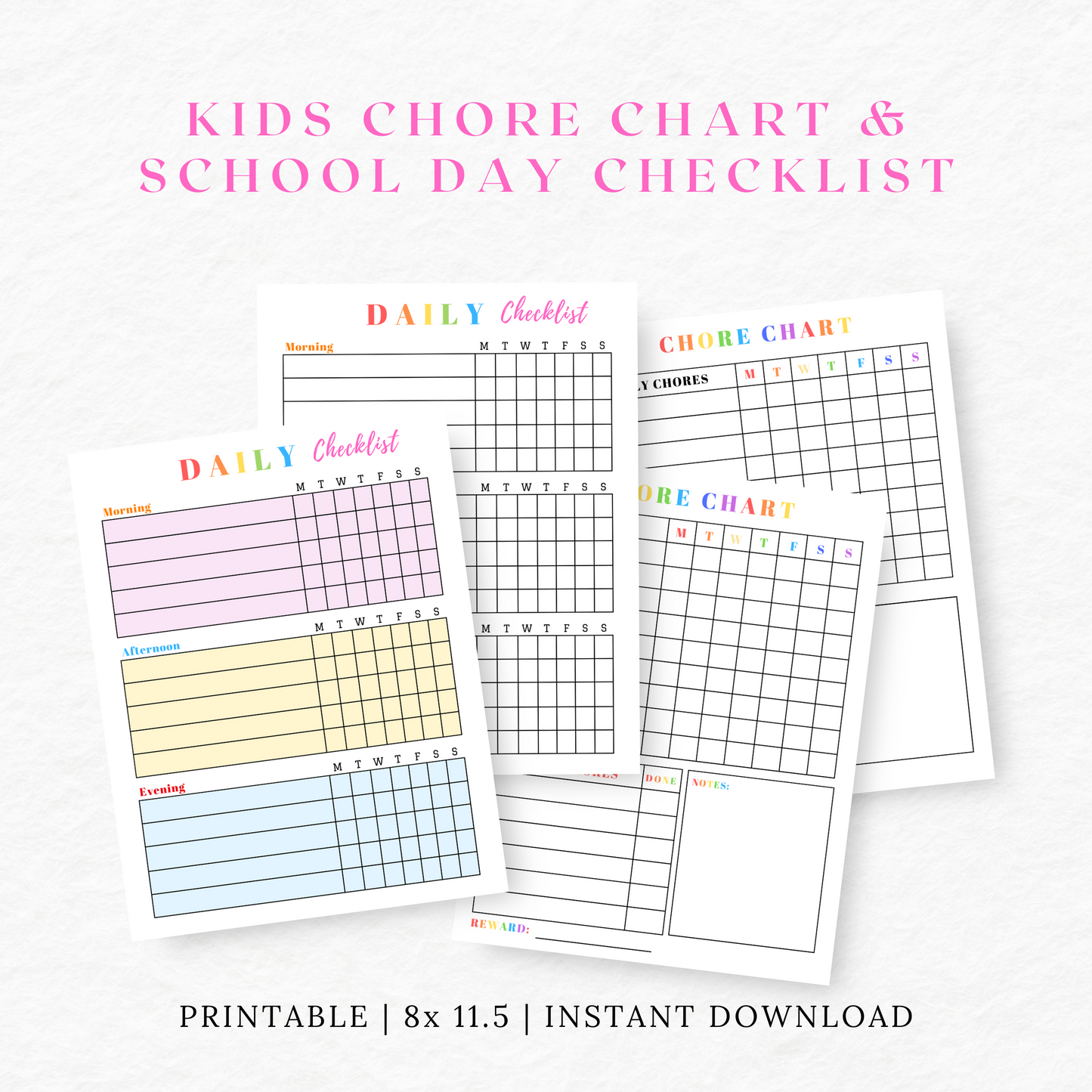 Printable Kids Chore Chart & Checklist