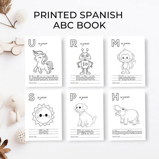 Printed 5x7 Spanish Baby Shower ABC Coloring Book, Baby's First ABC Book
