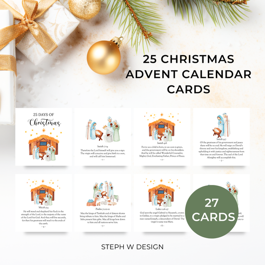 Printable Advent Scripture Cards, Christmas Countdown Calendar