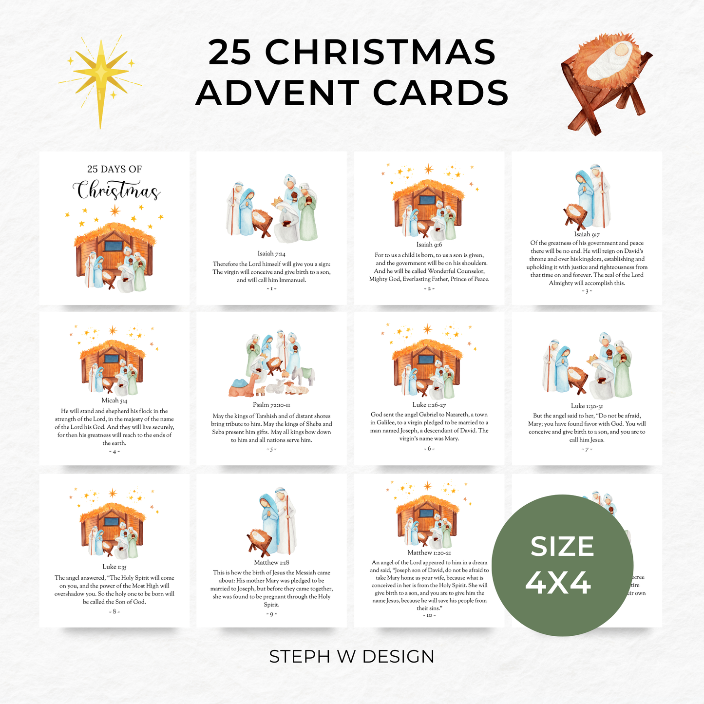 Printable Advent Scripture Cards, Christmas Countdown Calendar