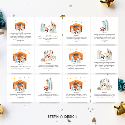 Nativity Story Advent Calendar for Kids  - Digital Download