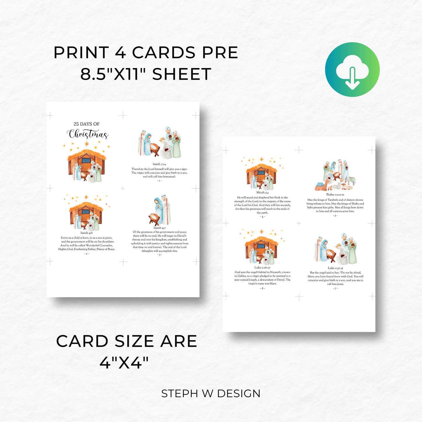 Printable Advent Scripture Cards, Christmas Countdown Calendar