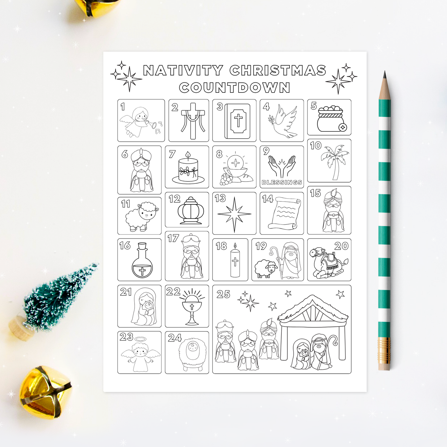Nativity Advent Coloring Page - Digital Download