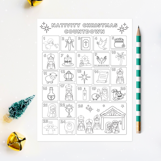 Nativity Advent Coloring Page - Digital Download