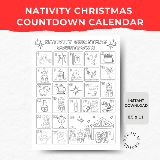 Nativity Advent Coloring Page - Digital Download