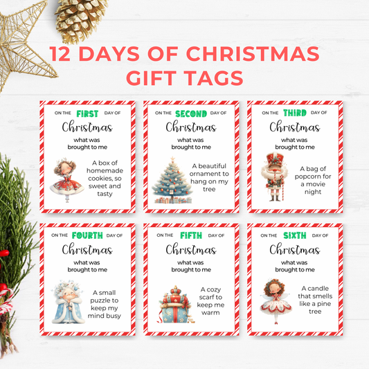12 Days of Christmas Gift Tags - Nutcracker Christmas - Digital Download
