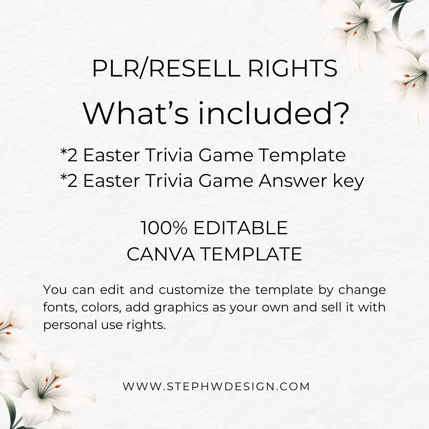 PLR - Easter Trivia Games Template (Commercial Use)