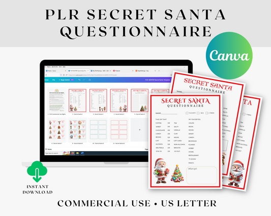 PLR - Secret Santa  Questionnaire Template (Commercial Use)