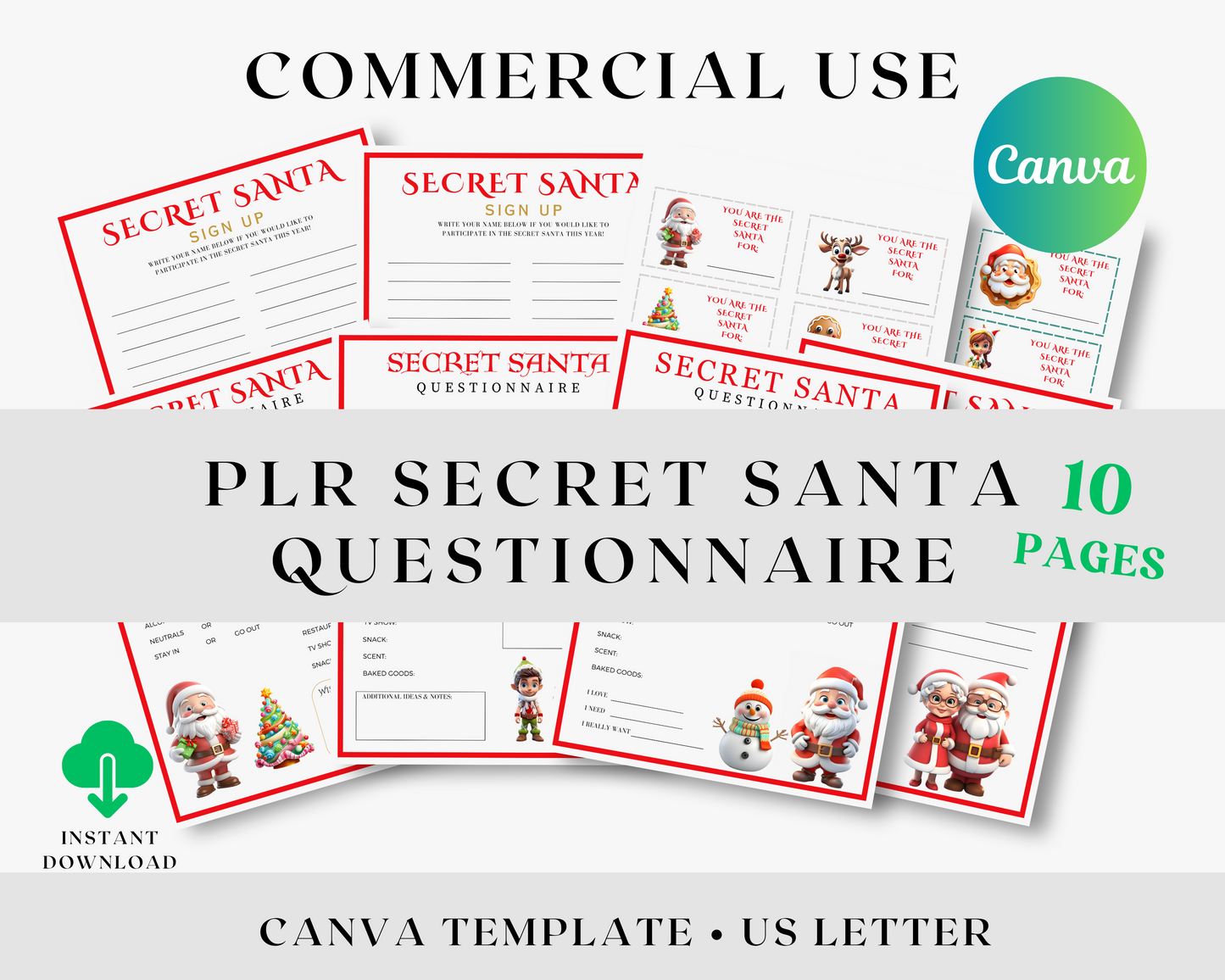 PLR - Secret Santa  Questionnaire Template (Commercial Use)