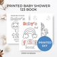 Baby Shower ABC & 123 Book Coloring Activity - Printed 5x7" Bundle